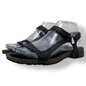 Teva Cabrillo Wedge Sandals Women 7 Black Leather Ankle Strap Outdoor Comfort